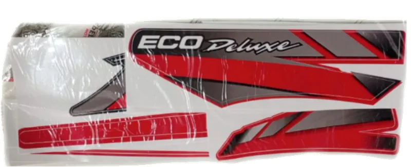 CALCOMANIA KIT ECO DELUXE ROJO TANQUE TAPA LATERAL CARENAJE COLA