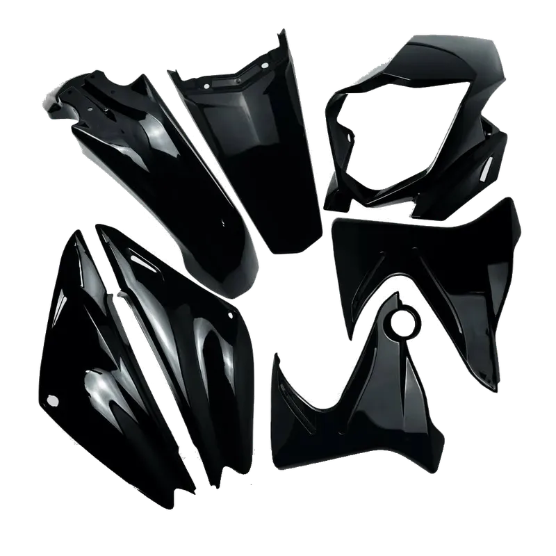 KIT VESTIDO XTZ 125 NEGRO ( TAPAS,ALETAS LATERALES, CARENAJE, GDB)5 PROD