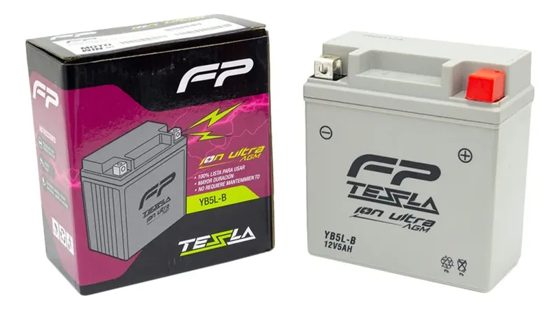 BATERIA FP TESLA ION ULTR AGM  : YB5L-BS :(12N5L) PULSAR 135, FZ 16 SZ 16, YBR 125